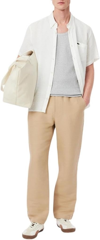 image:imageLacoste Mens Regular Fit Linen Twill PantsViennese