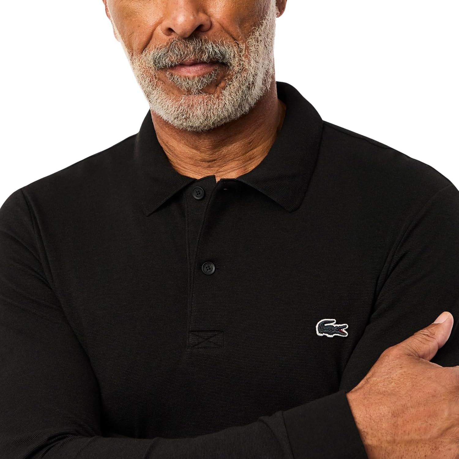 image:imageLacoste Mens Regular Fit Long Sleeved Cotton Blend Polo ShirtBlack