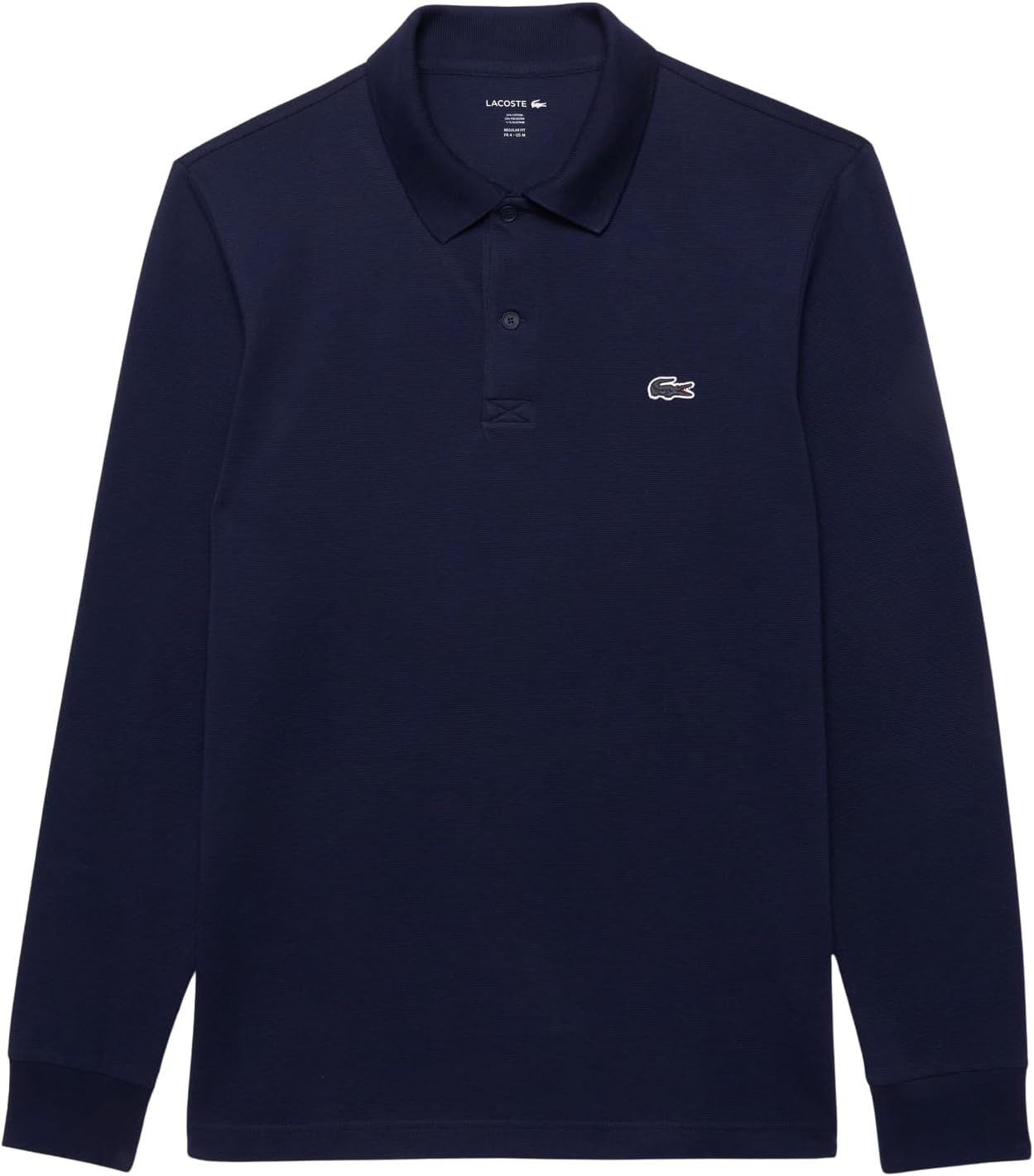 image:imageLacoste Mens Regular Fit Long Sleeved Cotton Blend Polo ShirtNavy Blue