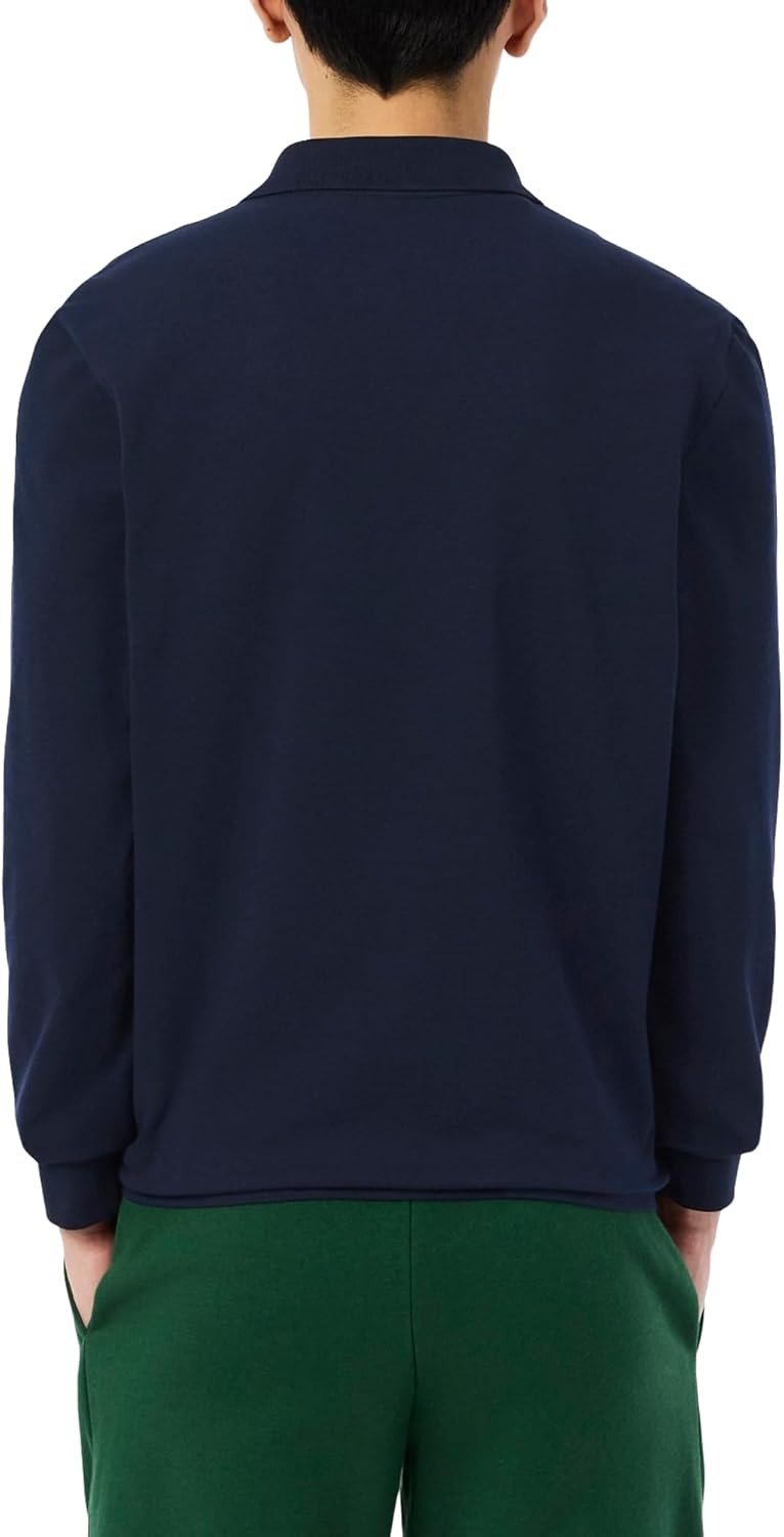 image:imageLacoste Mens Regular Fit Long Sleeved Cotton Blend Polo ShirtNavy Blue