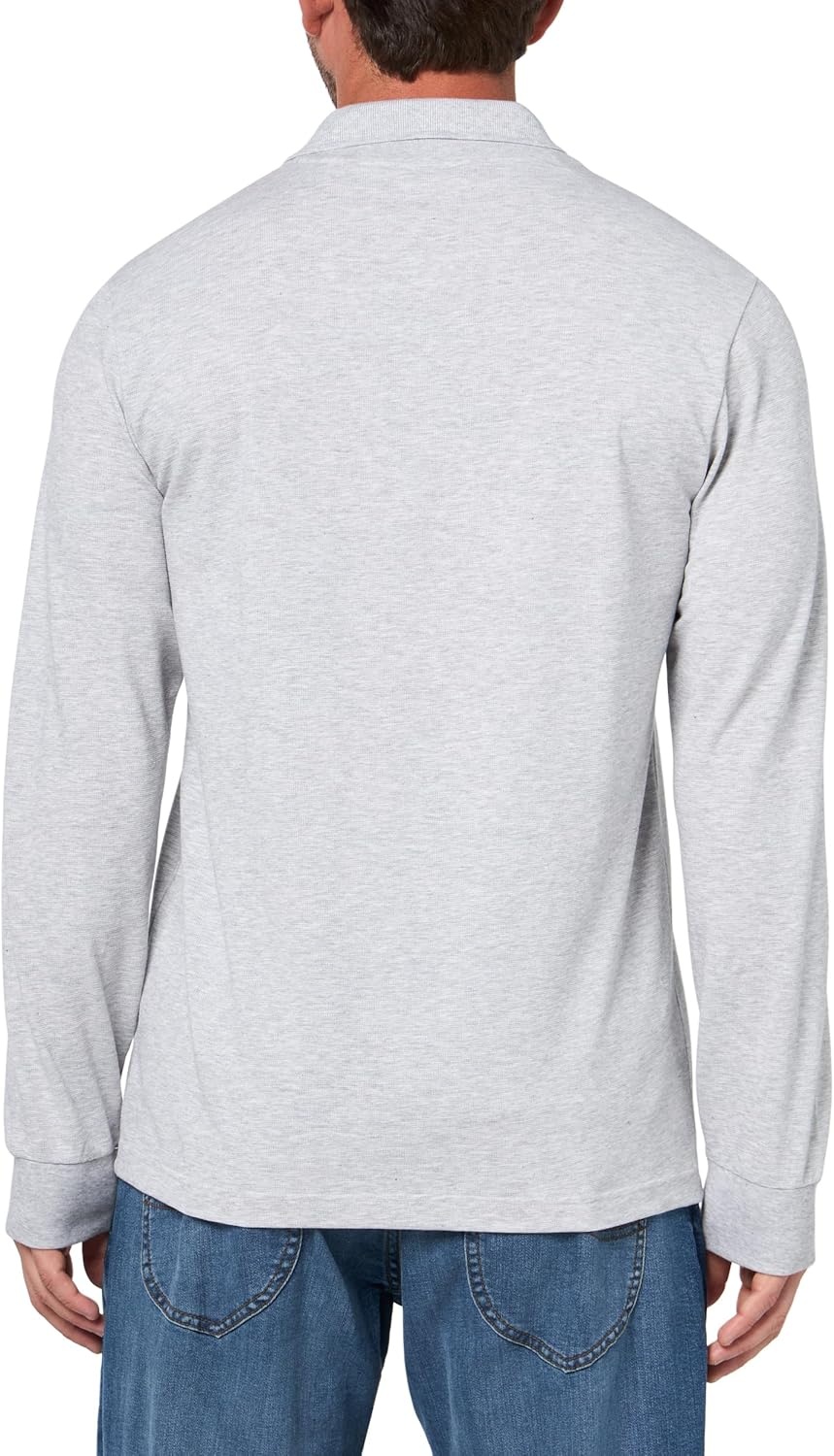 image:imageLacoste Mens Regular Fit Long Sleeved Cotton Blend Polo ShirtSilver Chine