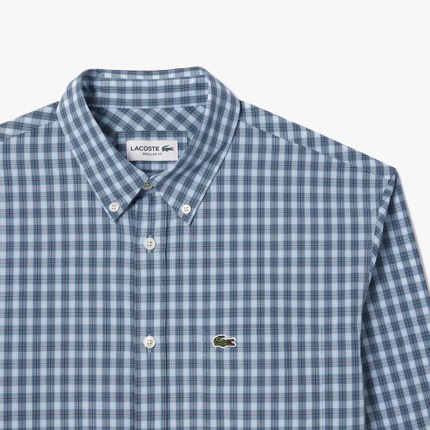 image:imageLacoste Mens Regular Fit Plaid Poplin ShirtHydroMultico