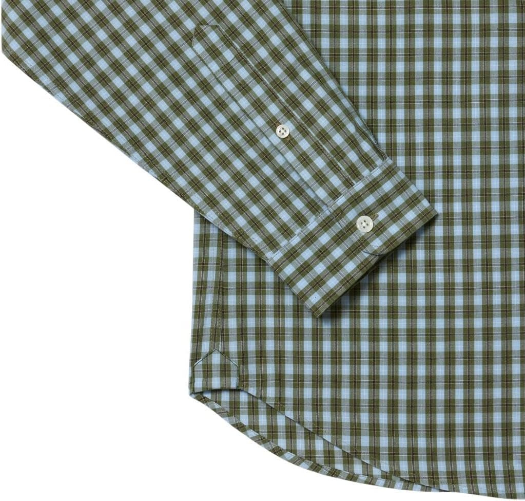 image:imageLacoste Mens Regular Fit Plaid Poplin ShirtKhaki Cotton