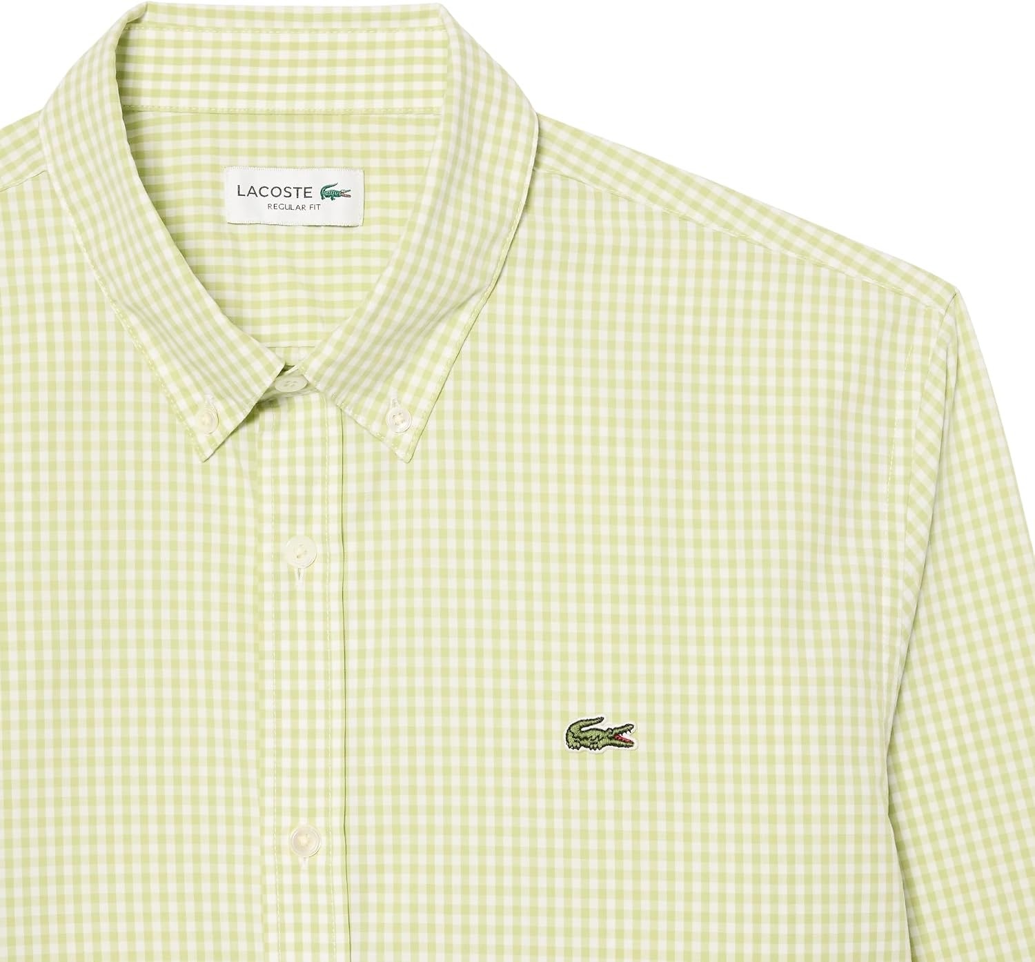 image:imageLacoste Mens Regular Fit Plaid Poplin ShirtWhiteBirch
