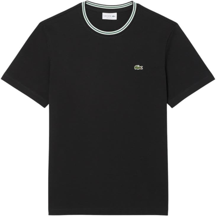 image:imageLacoste Mens Regular Fit Ribbed Collar Cotton TShirtBlack