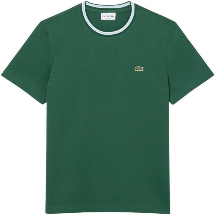 image:imageLacoste Mens Regular Fit Ribbed Collar Cotton TShirtGreen