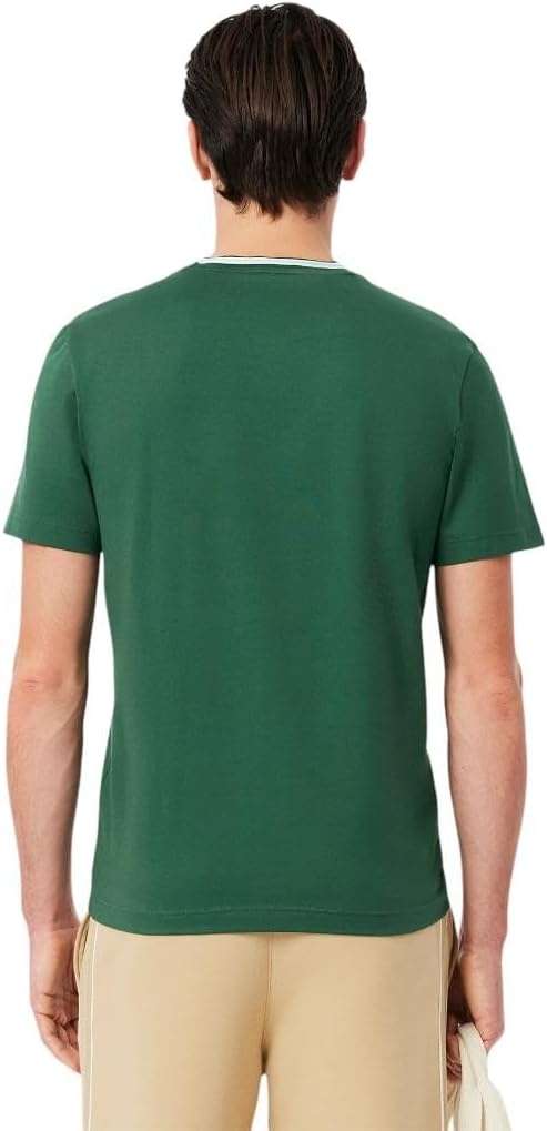 image:imageLacoste Mens Regular Fit Ribbed Collar Cotton TShirtGreen