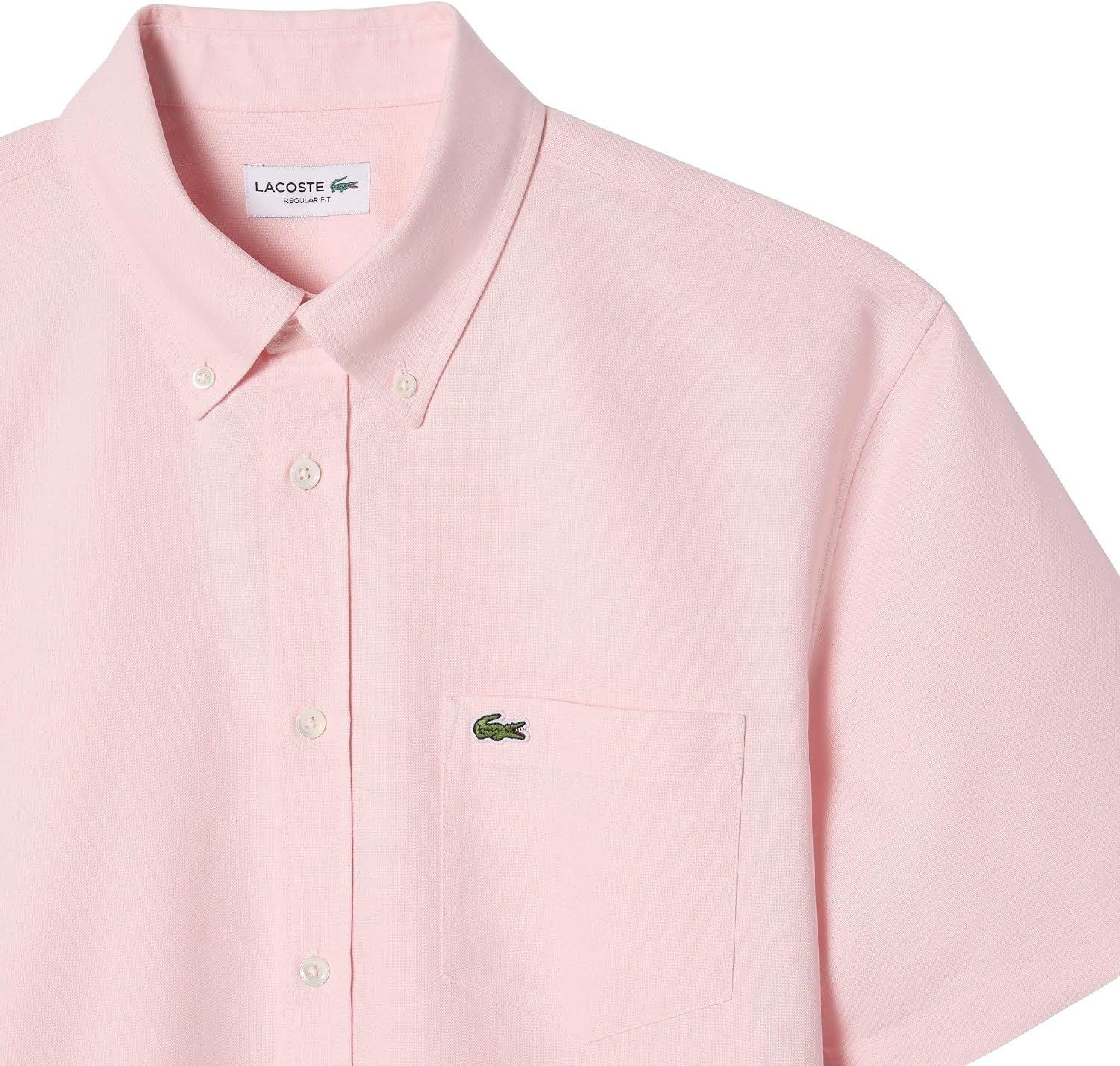 image:imageLacoste Mens Regular Fit Short Sleeved Oxford ShirtFlamingoFlamingo