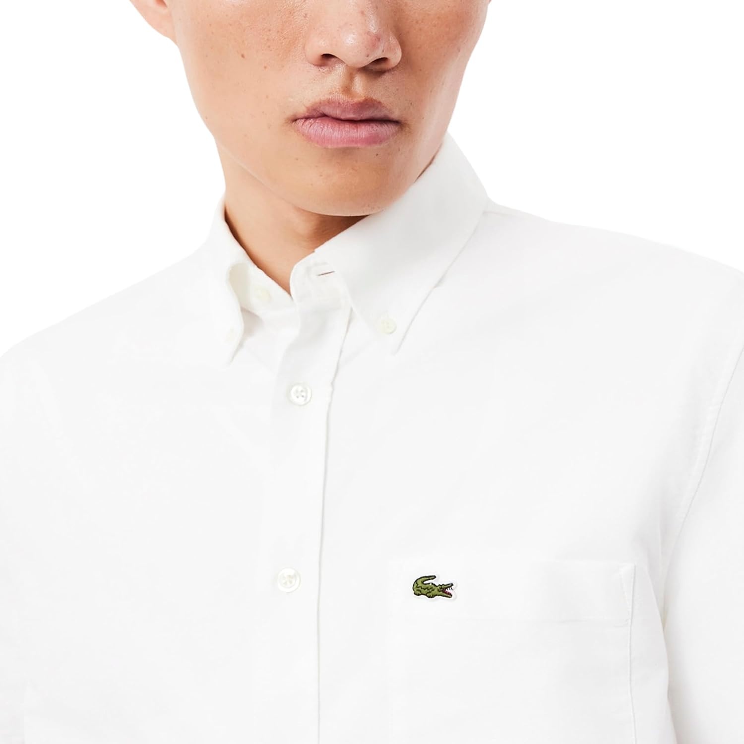 image:imageLacoste Mens Regular Fit Short Sleeved Oxford ShirtWhite