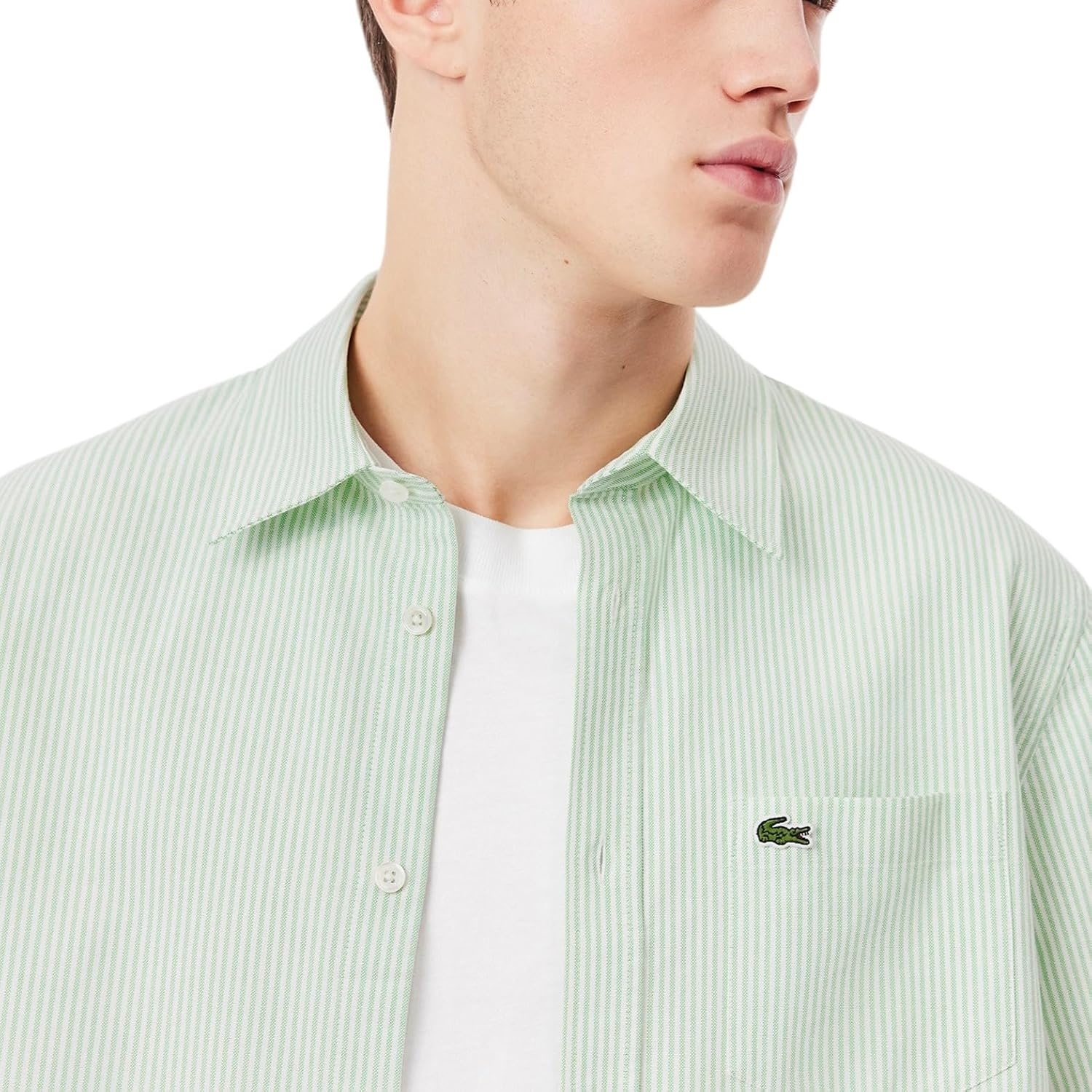 image:imageLacoste Mens Regular Fit Short Sleeved Oxford ShirtWhiteLiamone