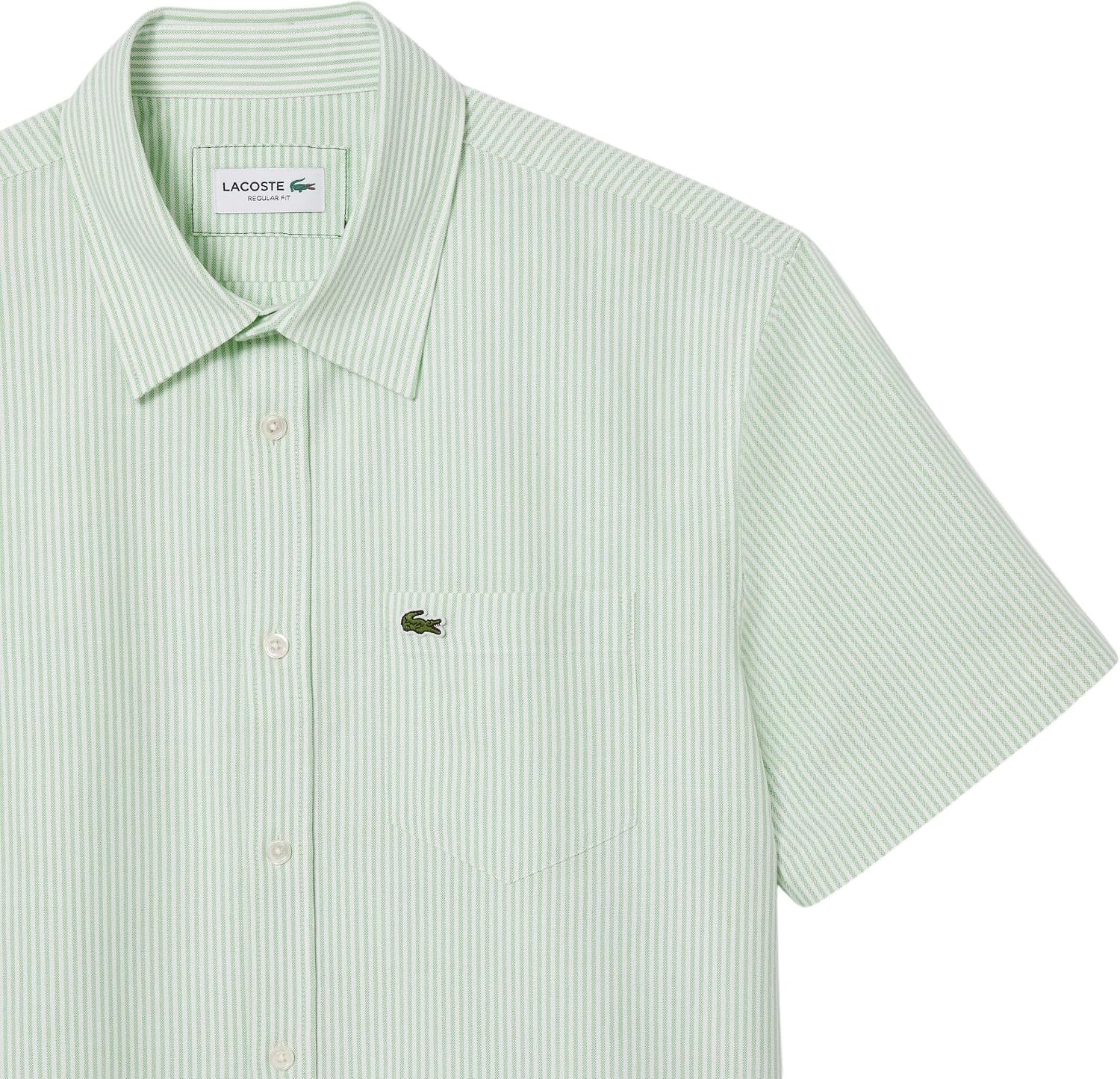 image:imageLacoste Mens Regular Fit Short Sleeved Oxford ShirtWhiteLiamone