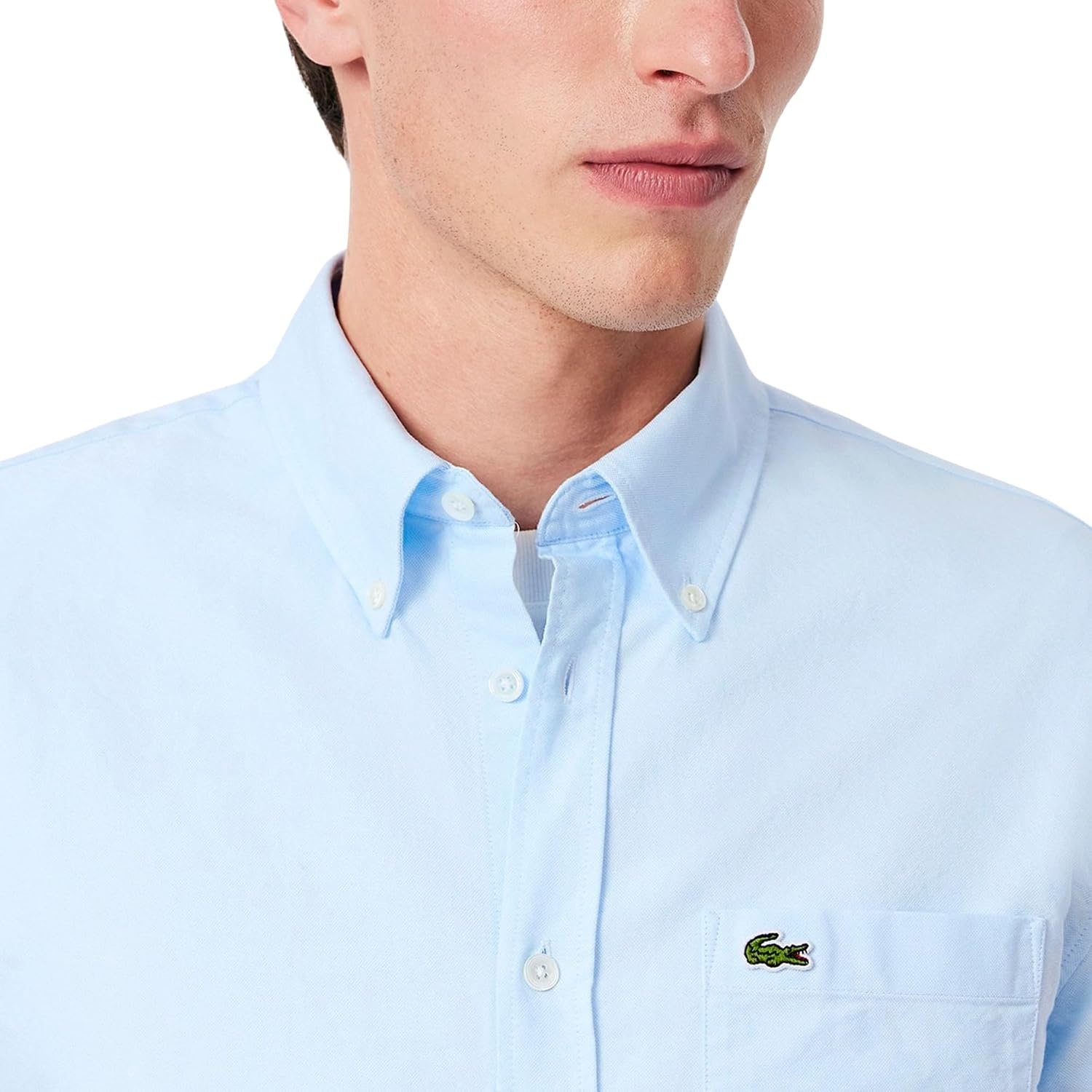 image:imageLacoste Mens Regular Fit Short Sleeved Oxford ShirtWhiteOverview