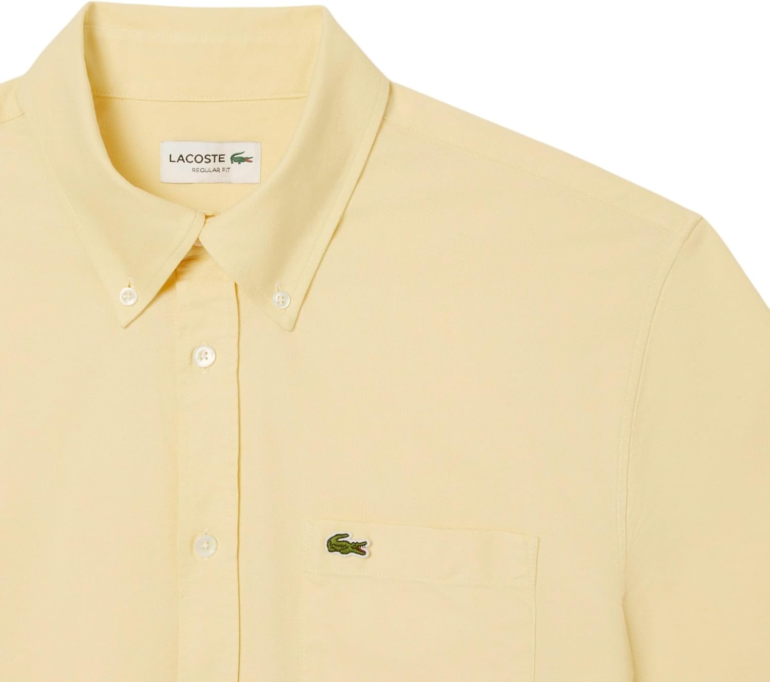 image:imageLacoste Mens Regular Fit Short Sleeved Oxford ShirtYellowWhite