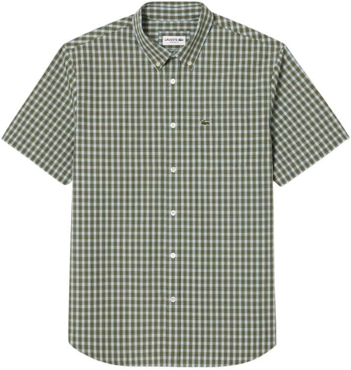 image:imageLacoste Mens Regular Fit Short Sleeved ShirtKhaki Check