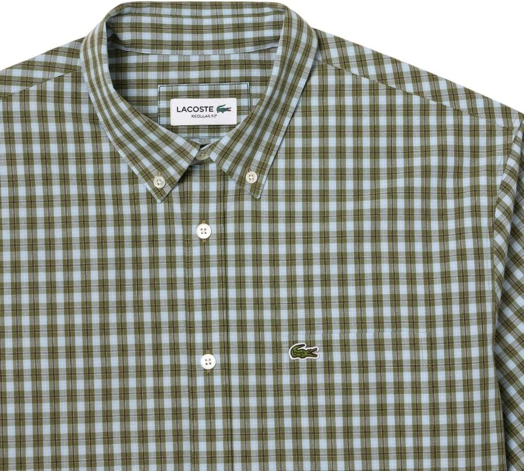 image:imageLacoste Mens Regular Fit Short Sleeved ShirtKhaki Check