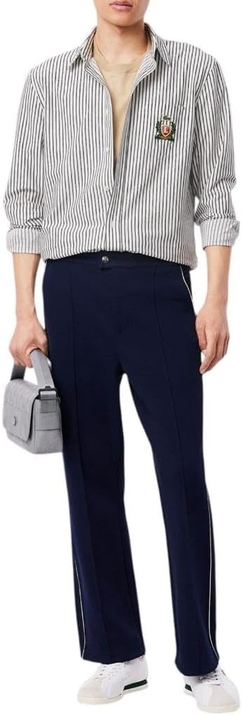 image:imageLacoste Mens Regular Fit Striped Cotton ShirtWhite Abysm