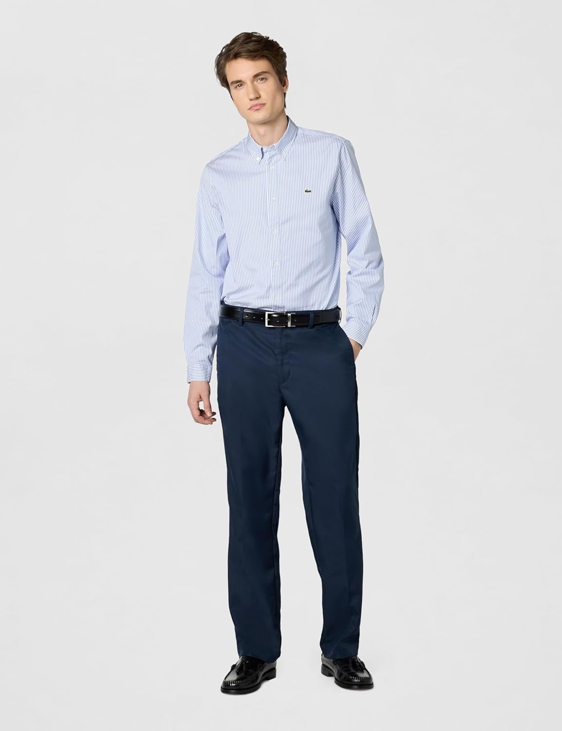 image:imageLacoste Mens Regular Fit Striped Cotton ShirtWhiteOverview