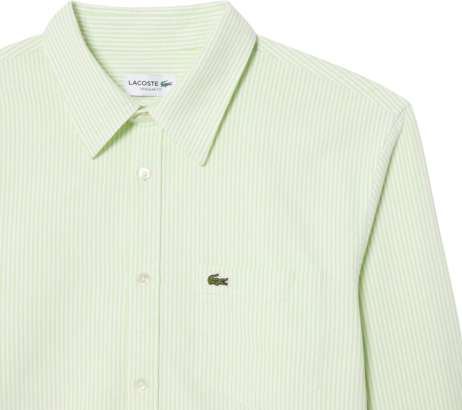 image:imageLacoste Mens Regular Fit Striped Oxford ShirtBirchWhite