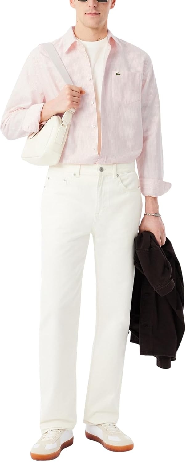 image:imageLacoste Mens Regular Fit Striped Oxford ShirtMiamiWhite