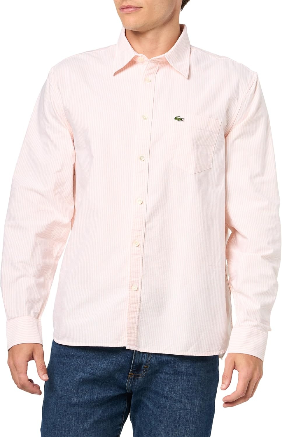 image:imageLacoste Mens Regular Fit Striped Oxford ShirtMiamiWhite