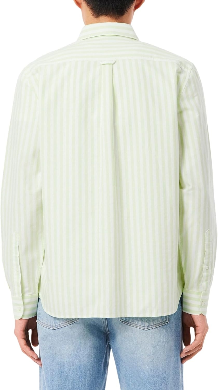 image:imageLacoste Mens Regular Fit Striped Oxford ShirtNew BirchWhite
