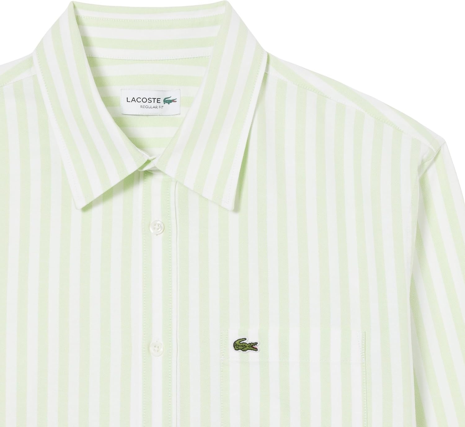 image:imageLacoste Mens Regular Fit Striped Oxford ShirtNew BirchWhite