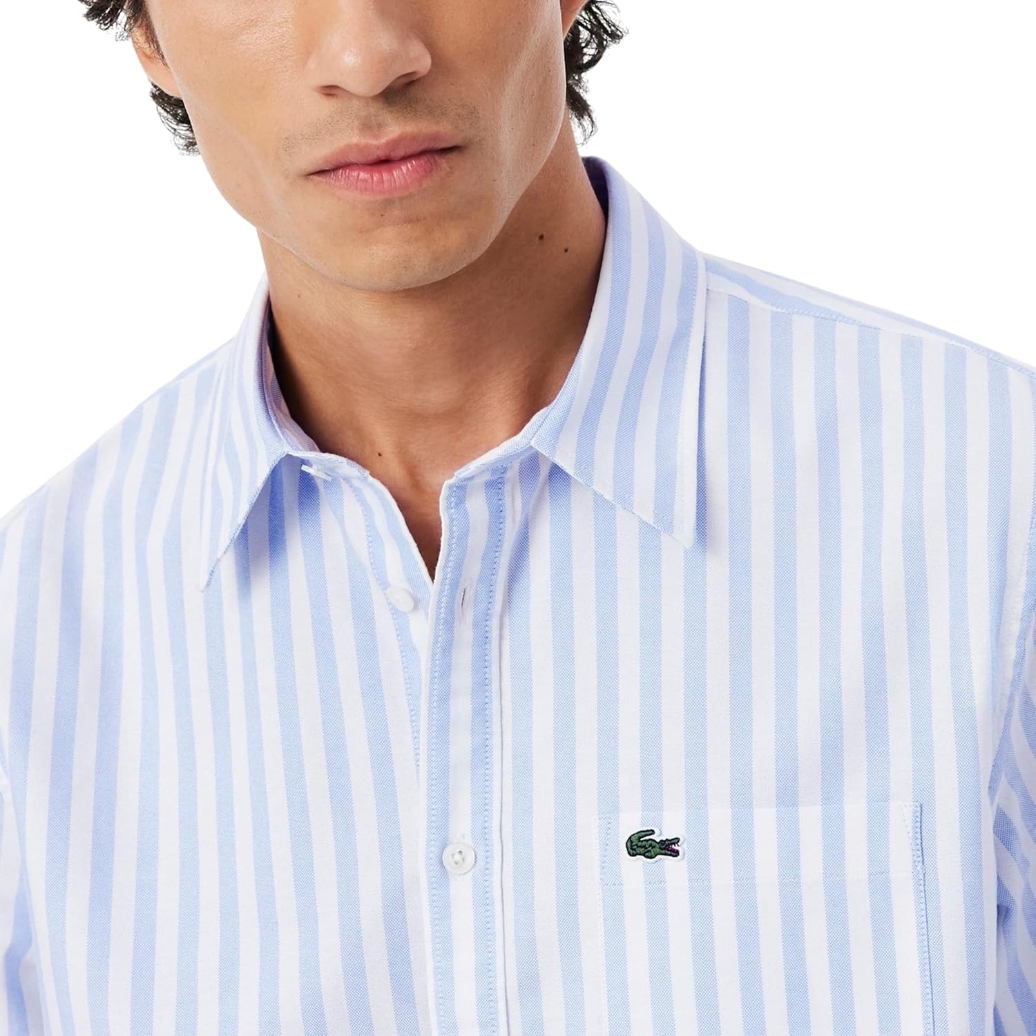 image:imageLacoste Mens Regular Fit Striped Oxford ShirtOverviewWhite