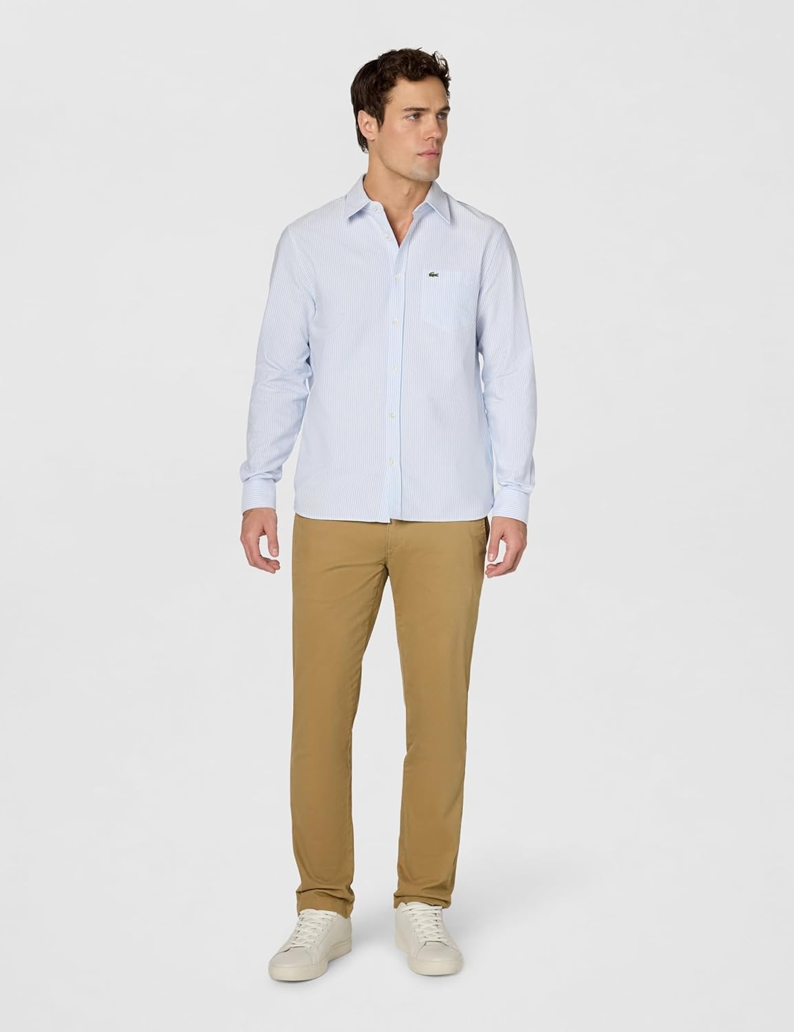 image:imageLacoste Mens Regular Fit Striped Oxford ShirtOverviewWhite Pocket