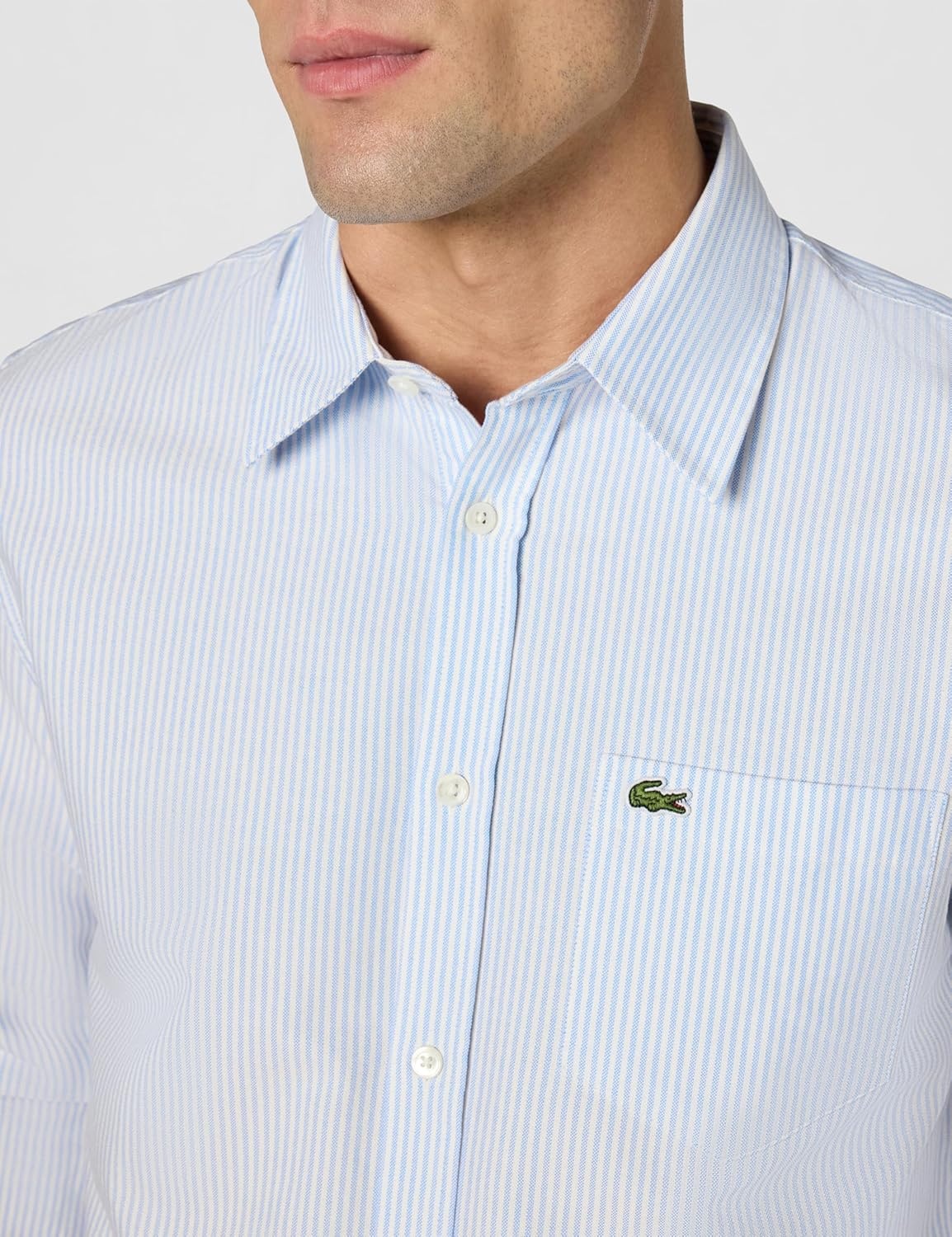 image:imageLacoste Mens Regular Fit Striped Oxford ShirtOverviewWhite Pocket