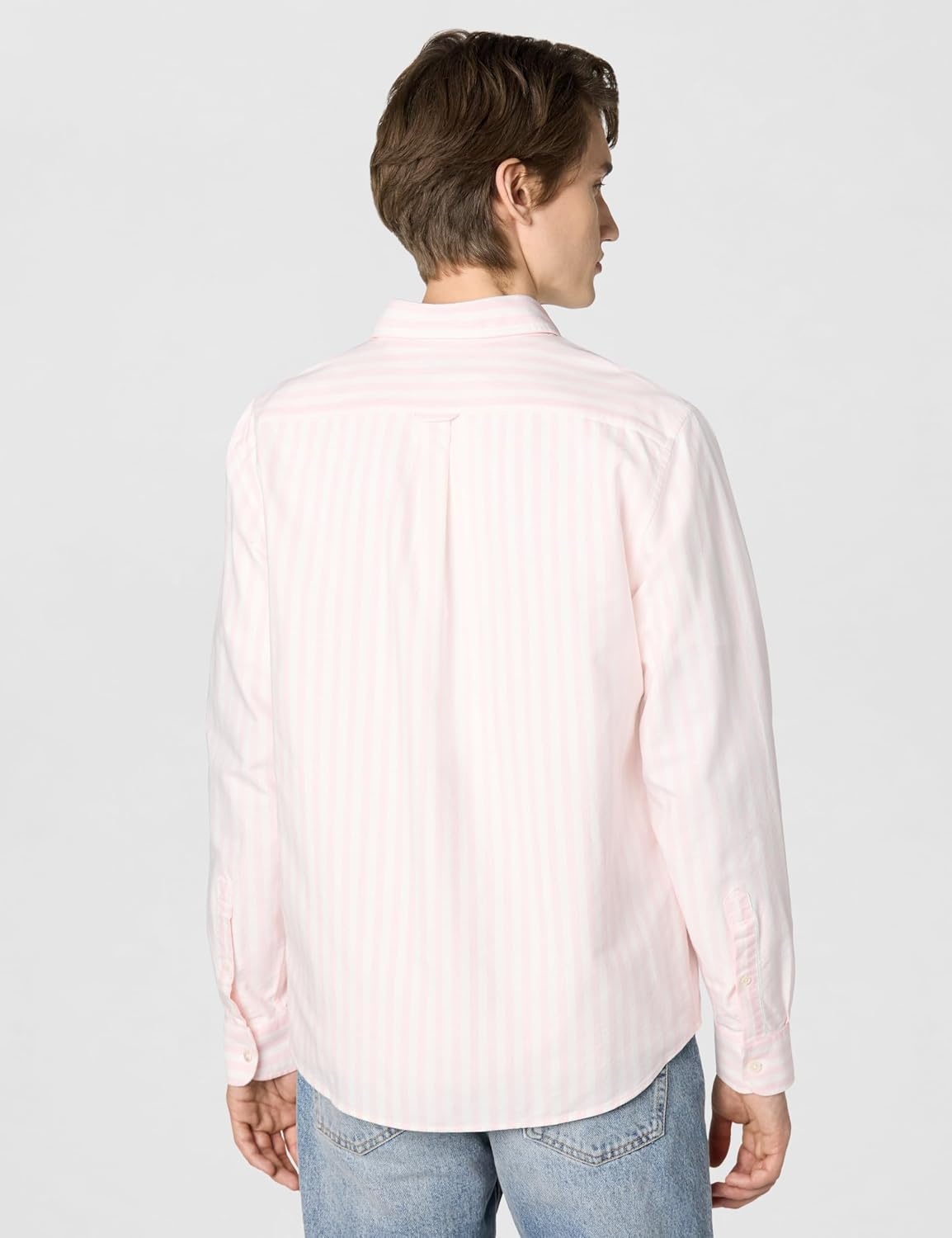 image:imageLacoste Mens Regular Fit Striped Oxford ShirtWhiteFlamingo Oxford