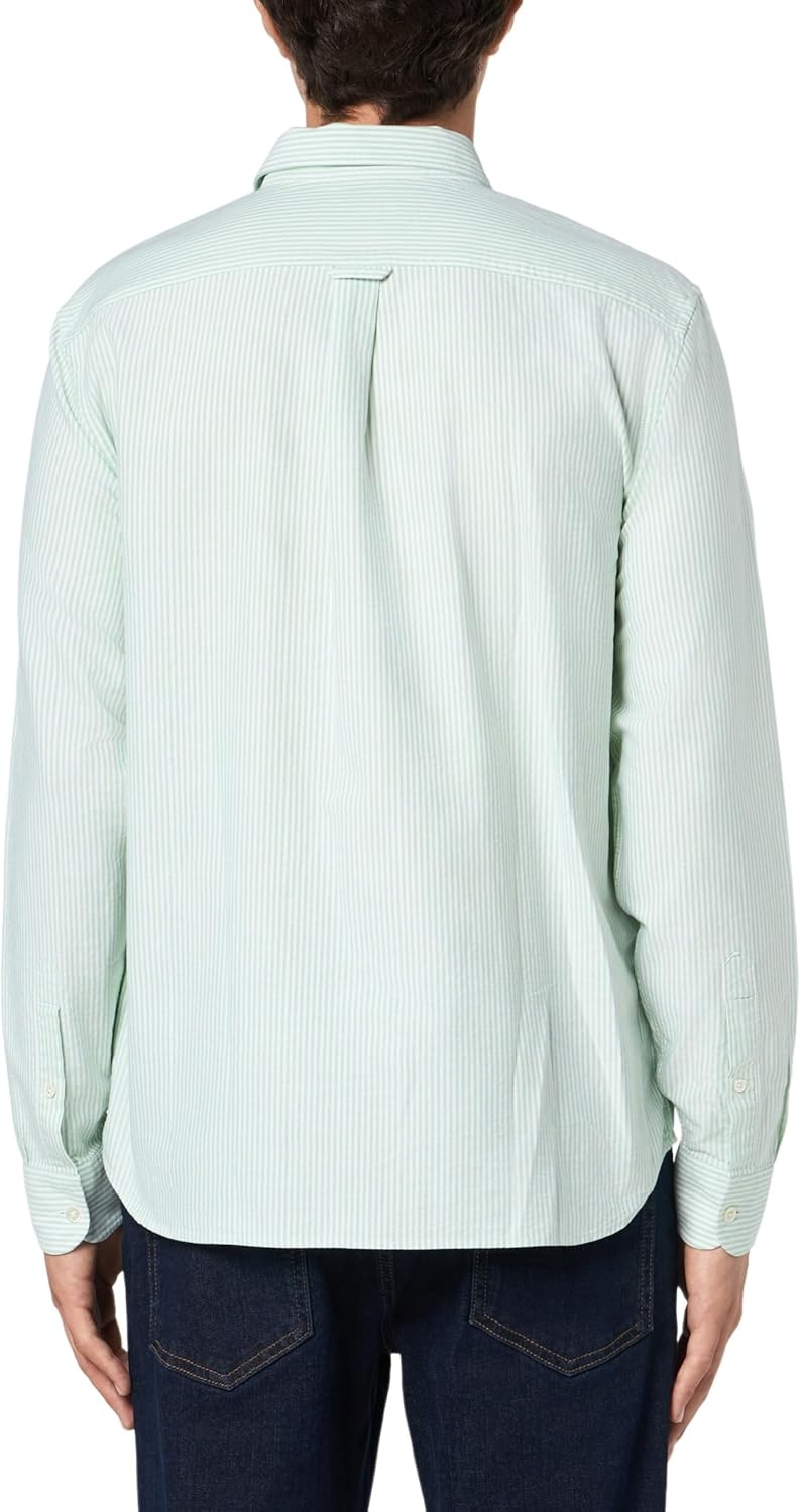 image:imageLacoste Mens Regular Fit Striped Oxford ShirtWhiteLiamone Pocket