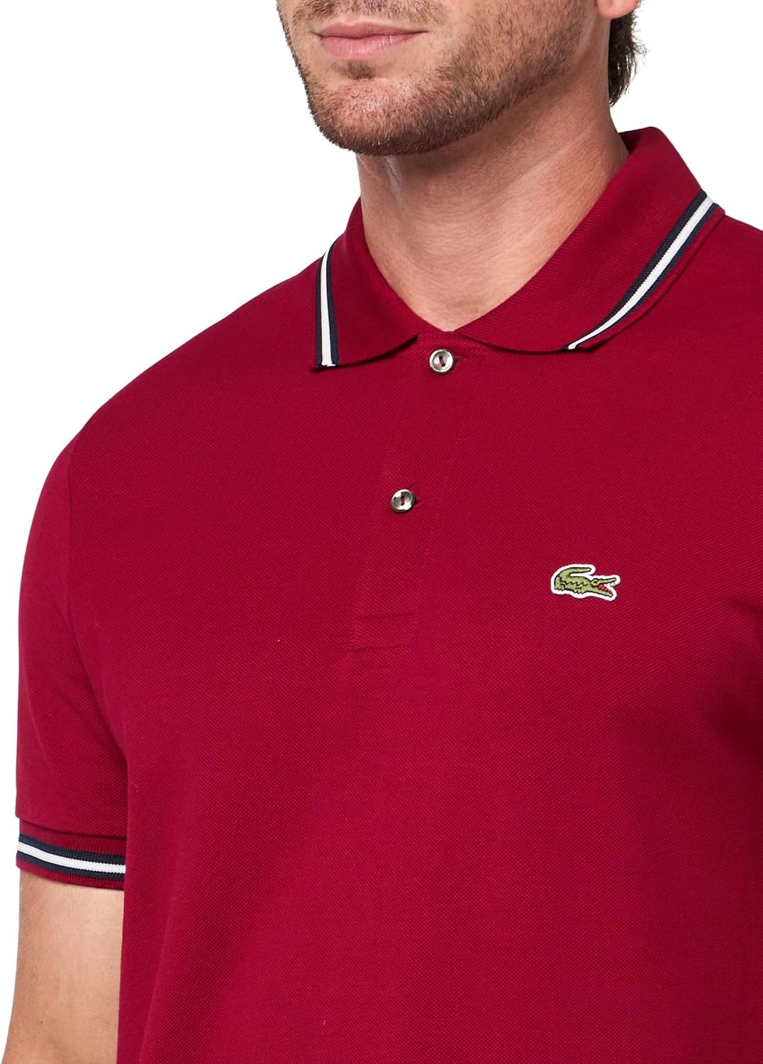 image:imageLacoste Mens Regular Fit Trim Accent L1212 Polo ShirtBordeaux