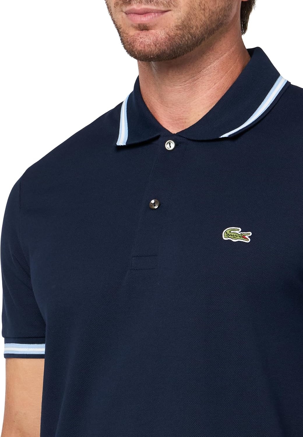 image:imageLacoste Mens Regular Fit Trim Accent L1212 Polo ShirtNavy Blue