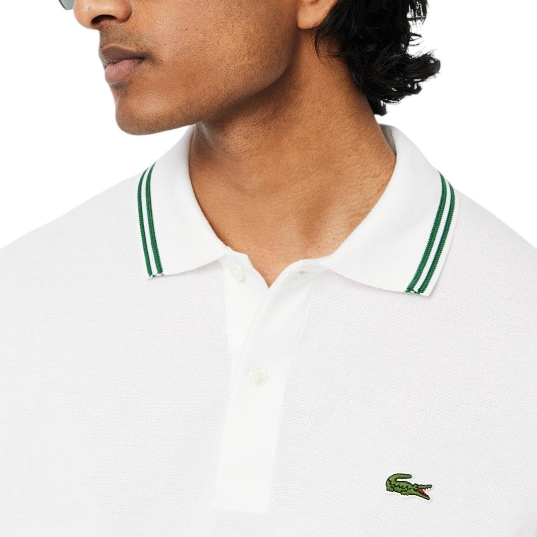 image:imageLacoste Mens Regular Fit Trim Accent L1212 Polo ShirtWhite