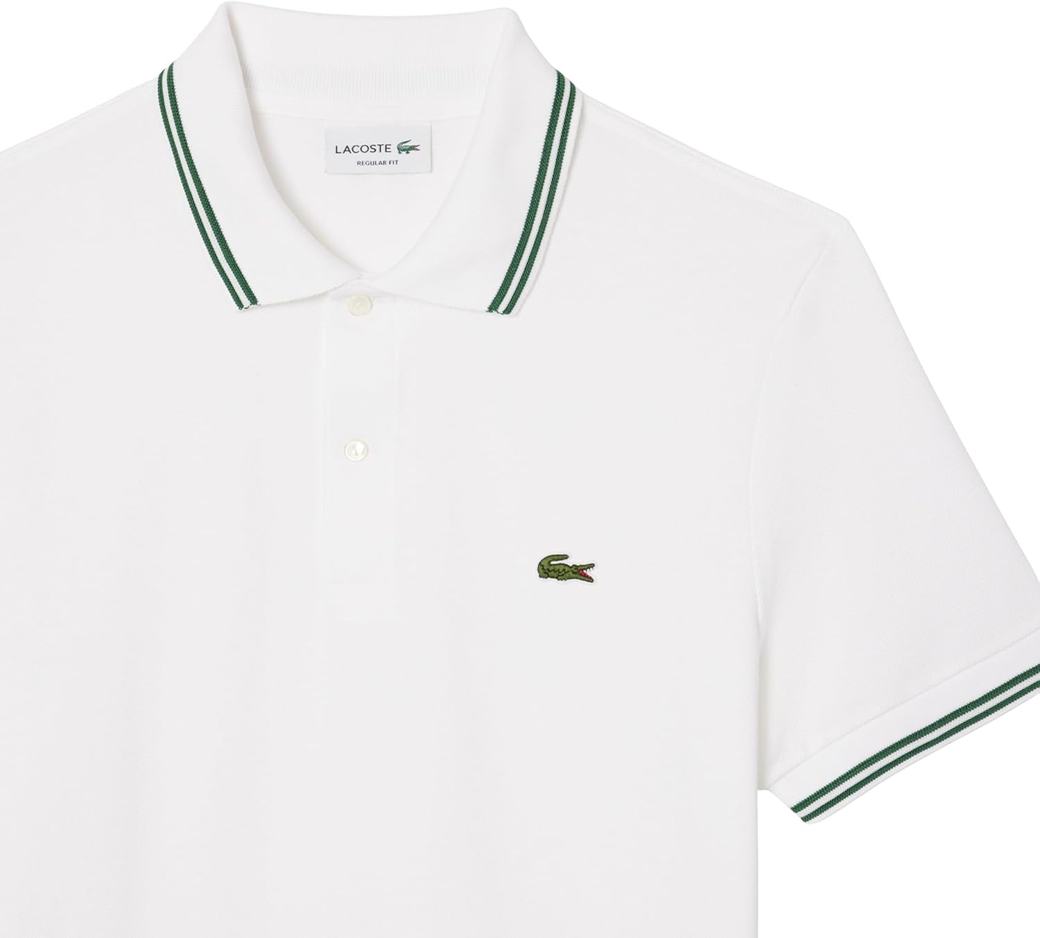 image:imageLacoste Mens Regular Fit Trim Accent L1212 Polo ShirtWhite
