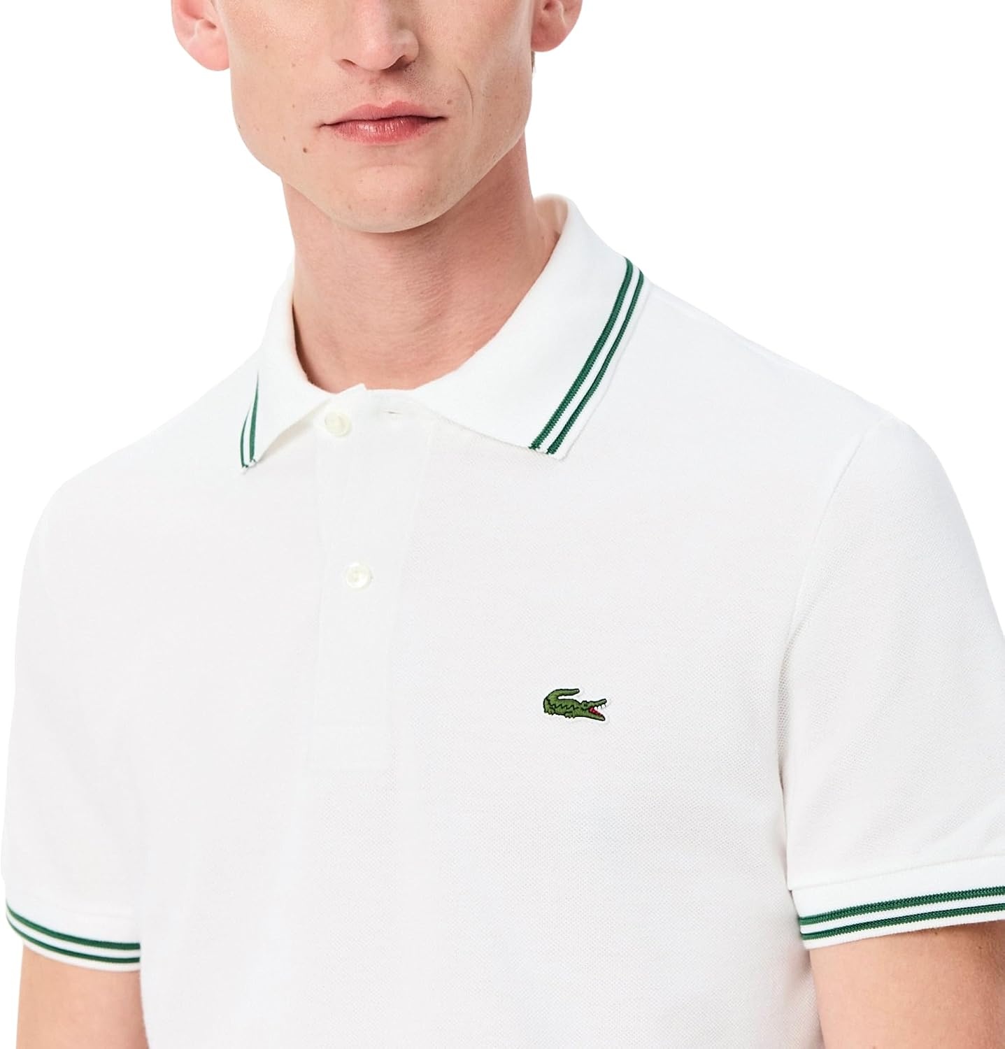image:imageLacoste Mens Regular Fit Trim Accent L1212 Polo ShirtWhite