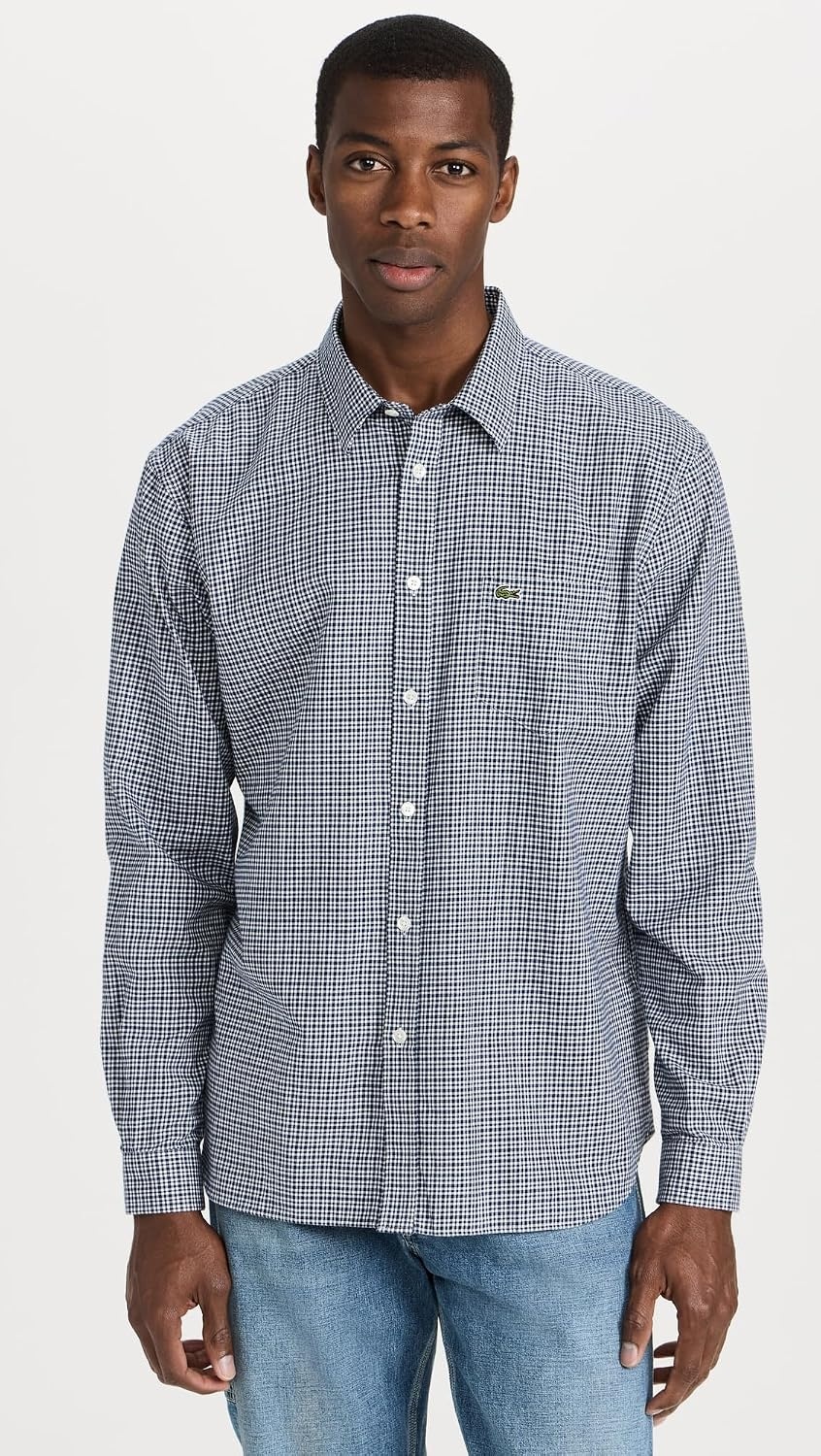 image:imageLacoste Mens Regular Fit Twill Checkered Collared Button Down ShirtAbysmMultico