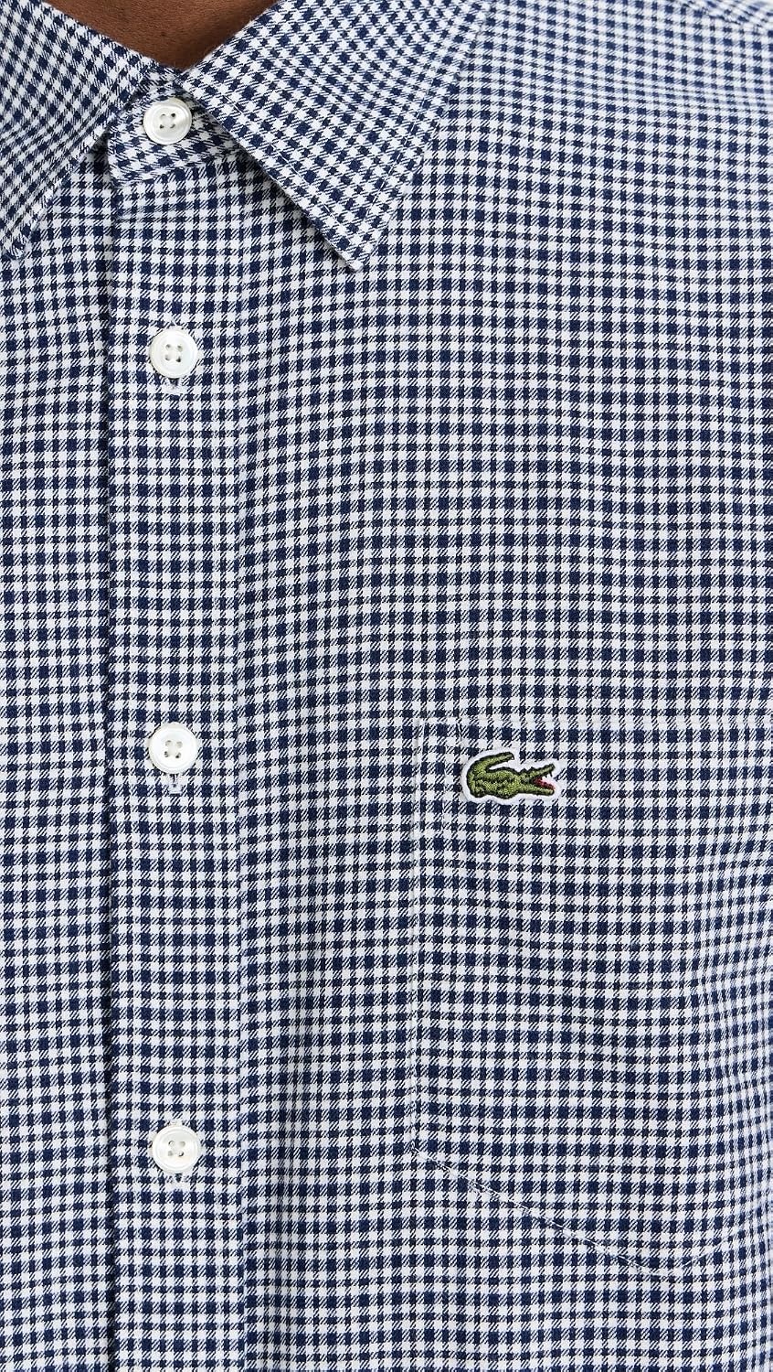 image:imageLacoste Mens Regular Fit Twill Checkered Collared Button Down ShirtAbysmMultico