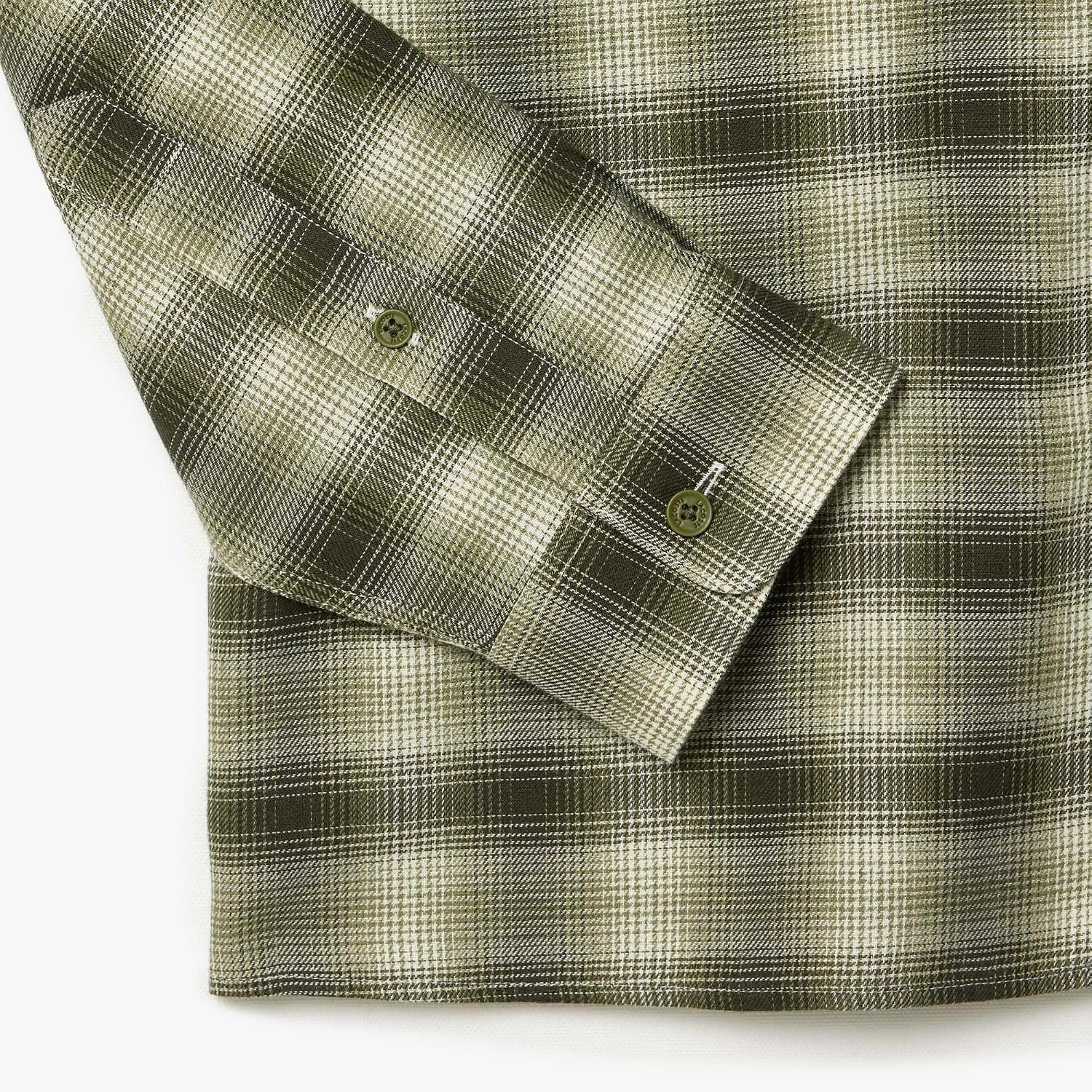image:imageLacoste Mens Regular Fit Wool amp Cotton Flannel ShirtKhaki Medium Check