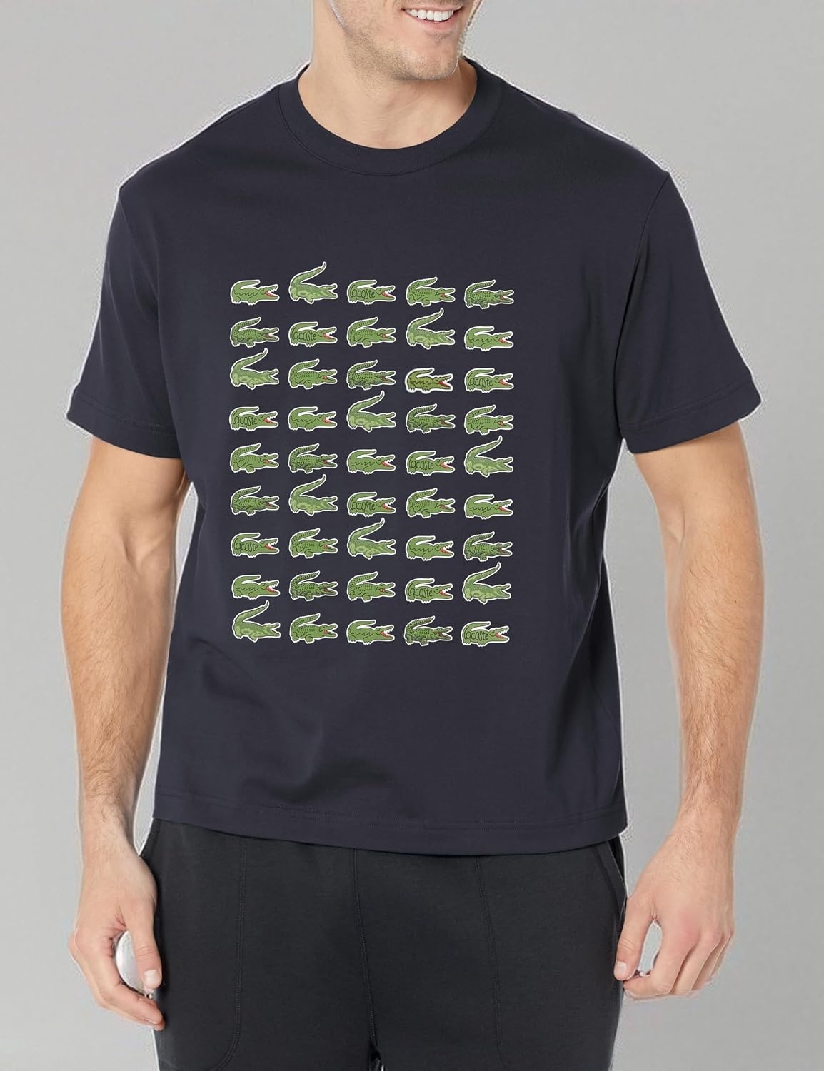 image:imageLacoste Mens Relaxed Fit Signature Print TShirtAbysm