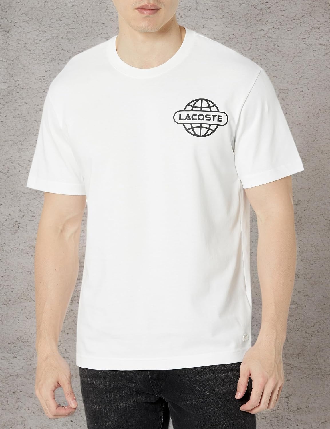 image:imageLacoste Mens Relaxed Fit Signature Print TShirtNew White