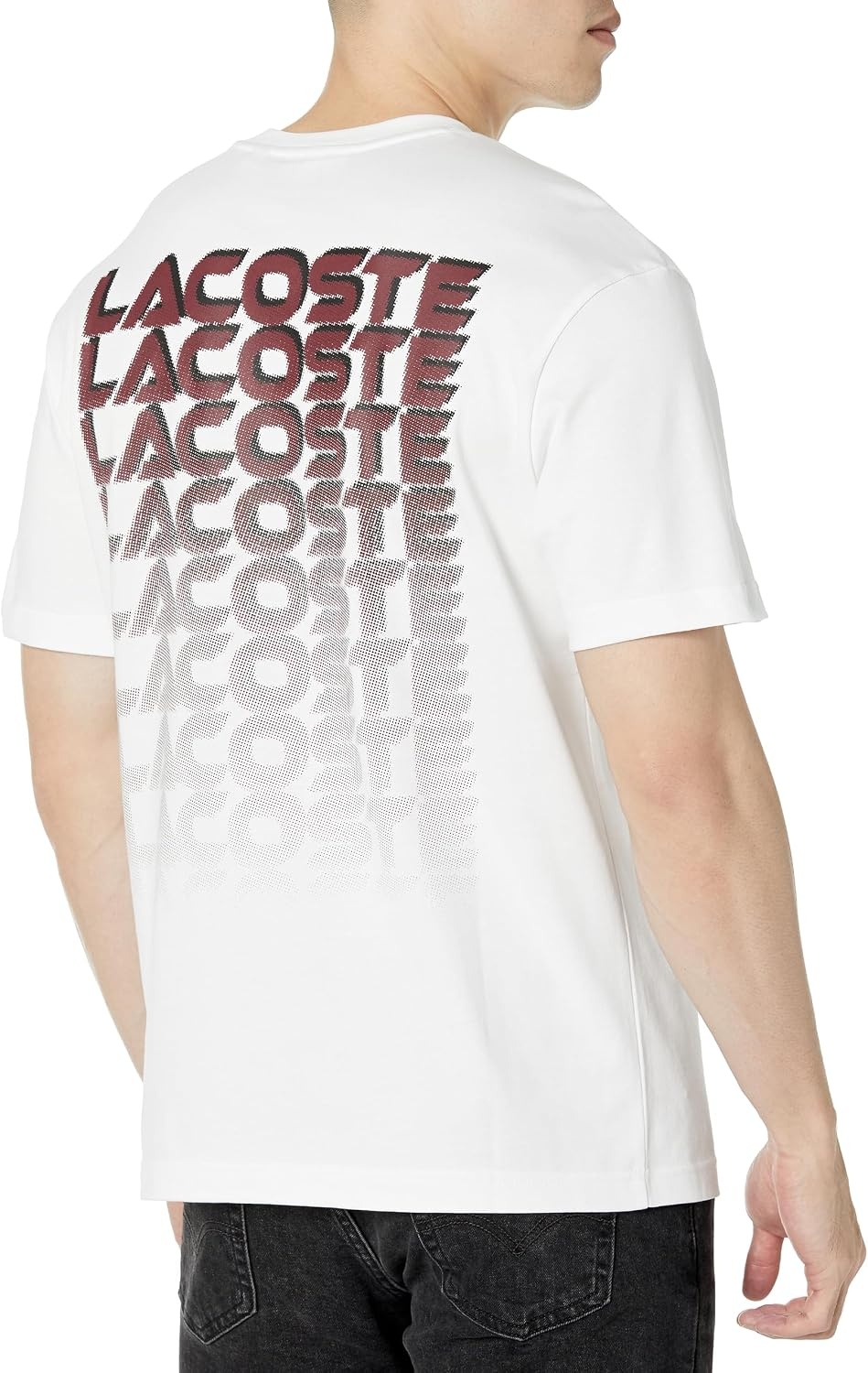 image:imageLacoste Mens Relaxed Fit Signature Print TShirtNew White
