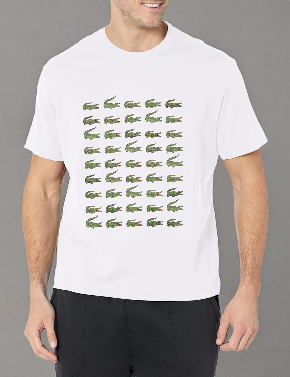 image:imageLacoste Mens Relaxed Fit Signature Print TShirtWhite