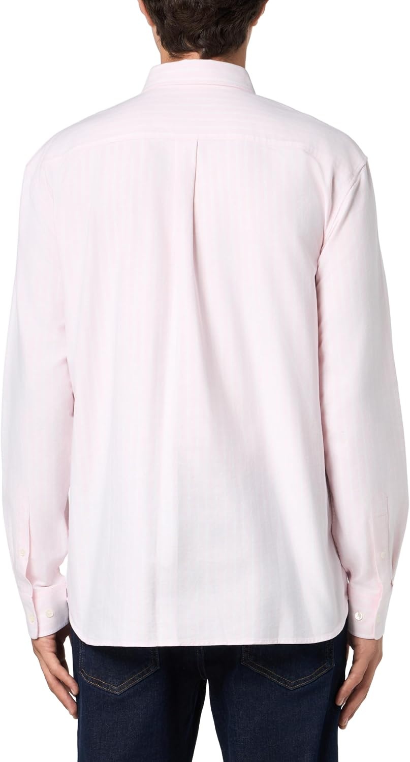 image:imageLacoste Mens Relaxed Fit Striped Oxford ShirtFlamingo Pink White