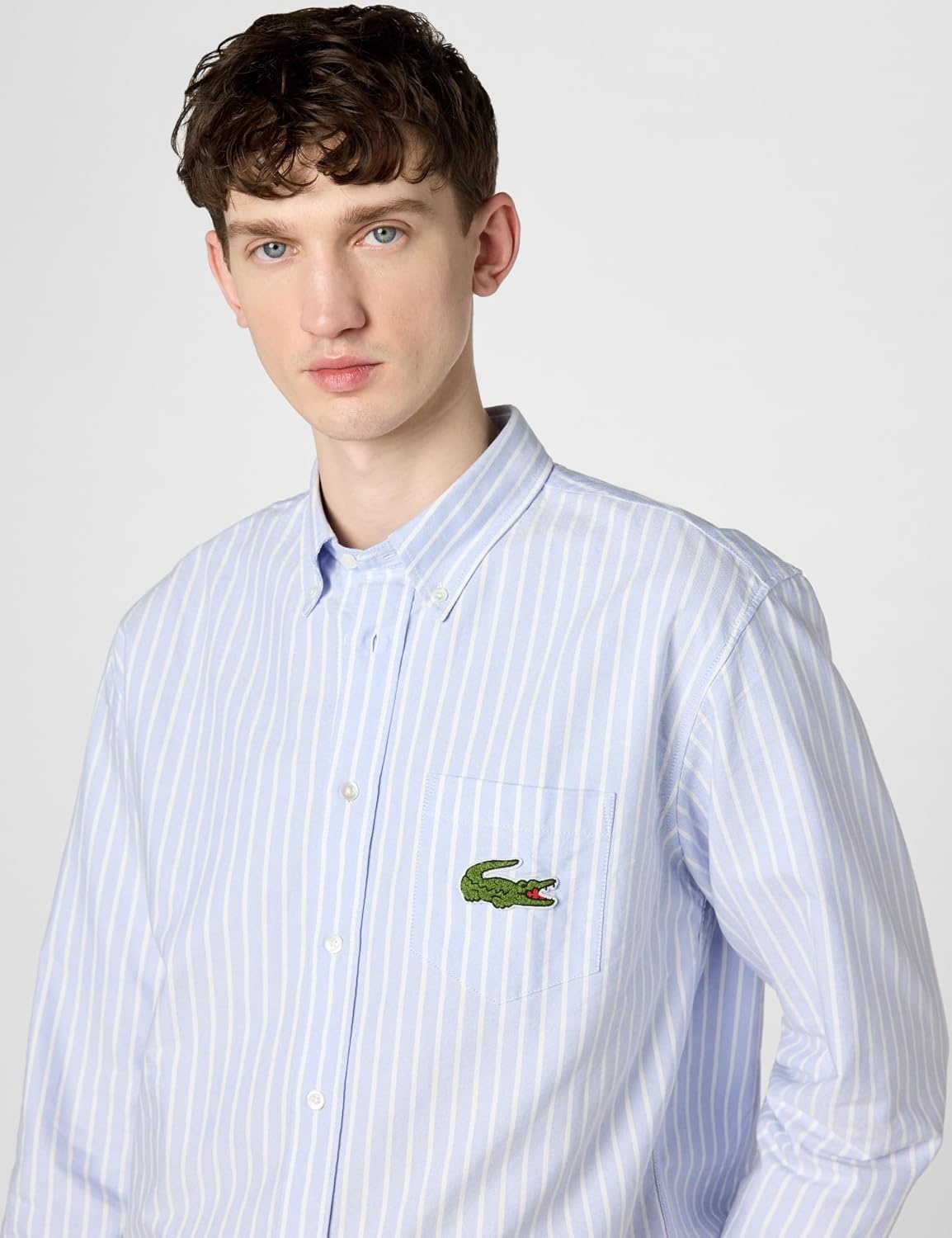 image:imageLacoste Mens Relaxed Fit Striped Oxford ShirtOverview White