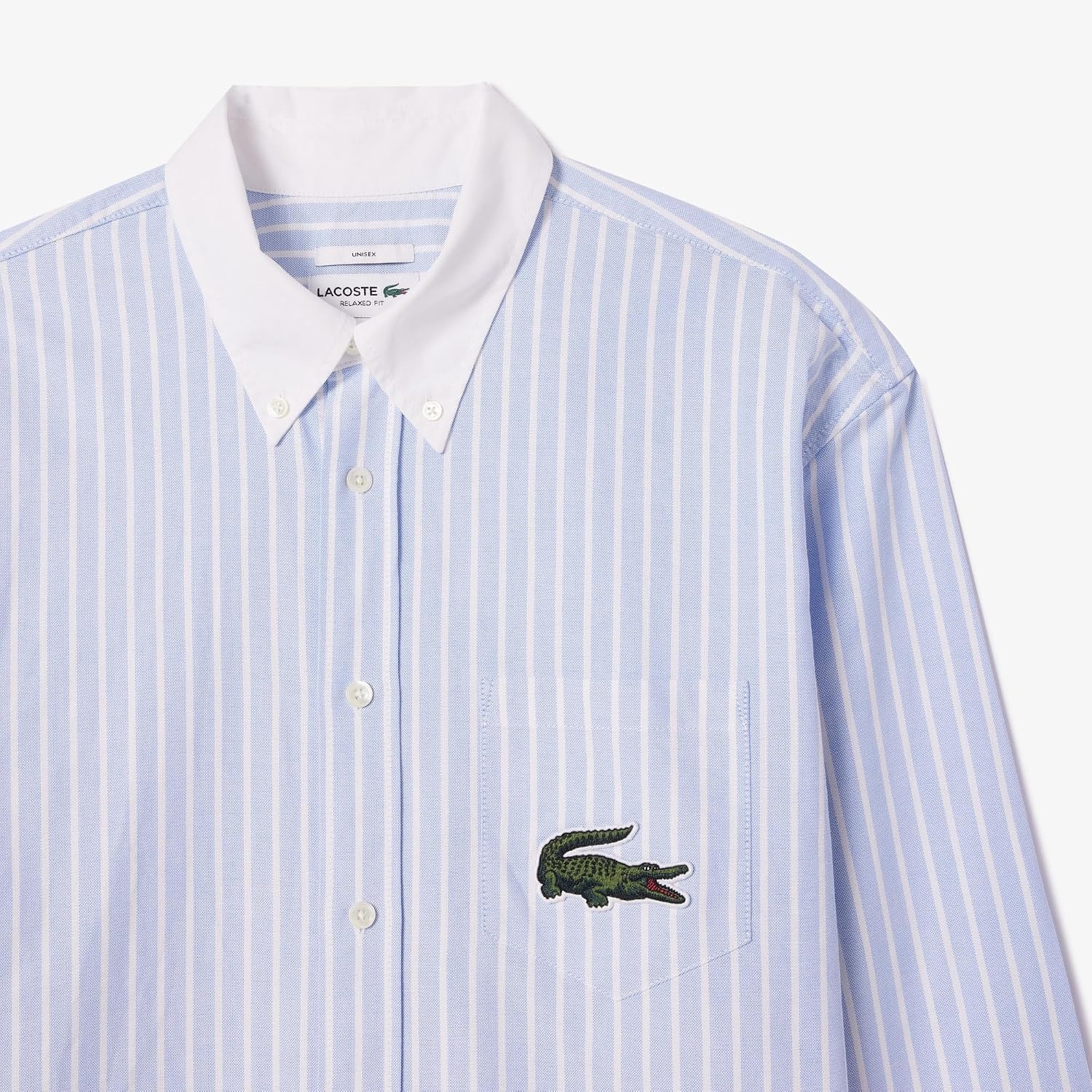 image:imageLacoste Mens Relaxed Fit Striped Oxford ShirtOverviewWhite