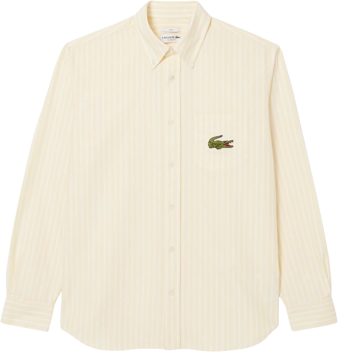 image:imageLacoste Mens Relaxed Fit Striped Oxford ShirtYellow White