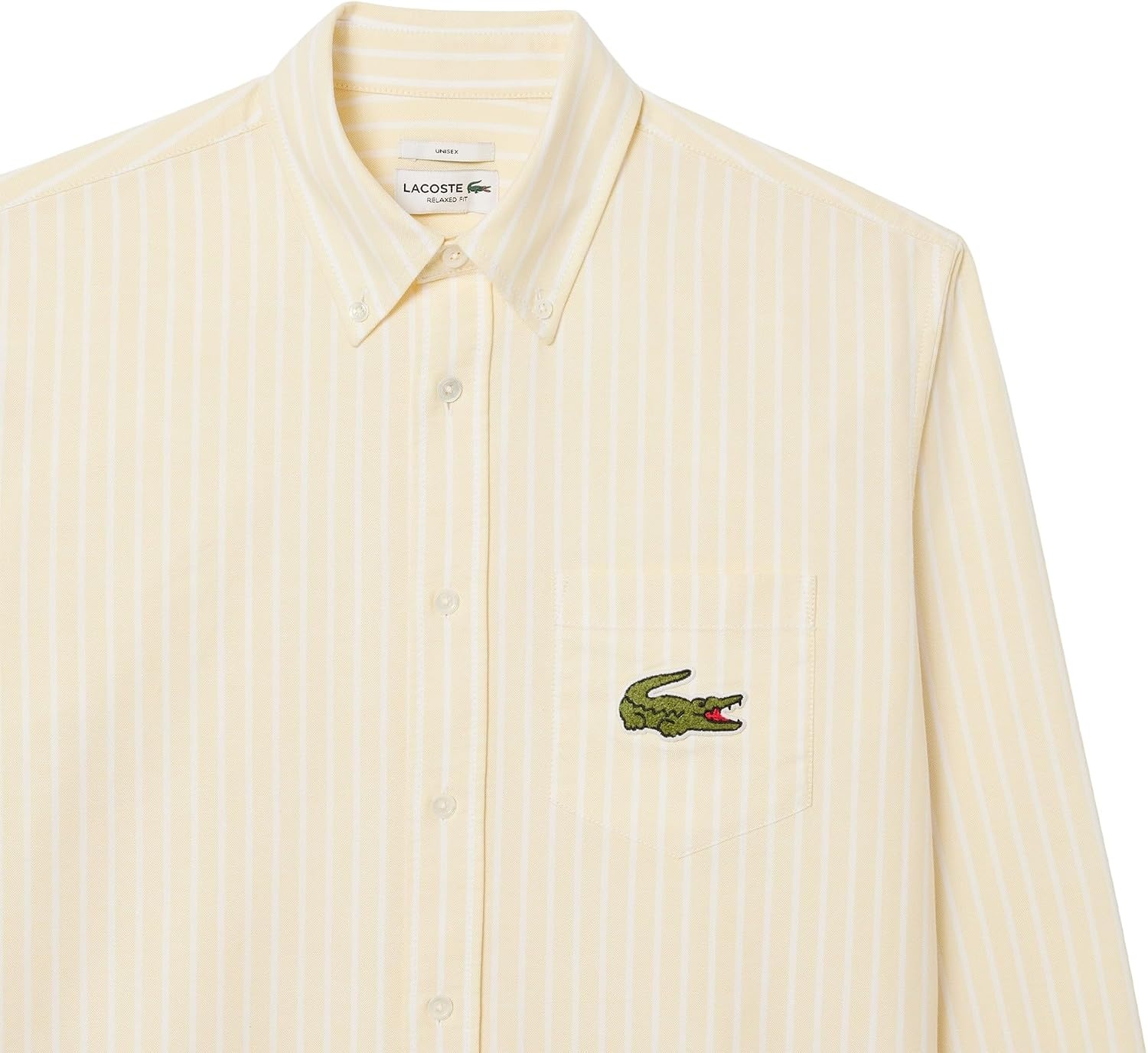 image:imageLacoste Mens Relaxed Fit Striped Oxford ShirtYellow White