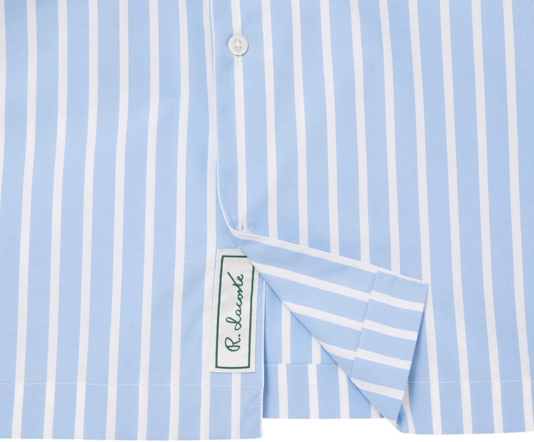 image:imageLacoste Mens Relaxed Fit Striped Short Sleeved ShirtOverview White