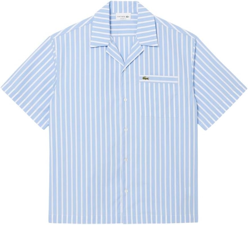 image:imageLacoste Mens Relaxed Fit Striped Short Sleeved ShirtOverview White